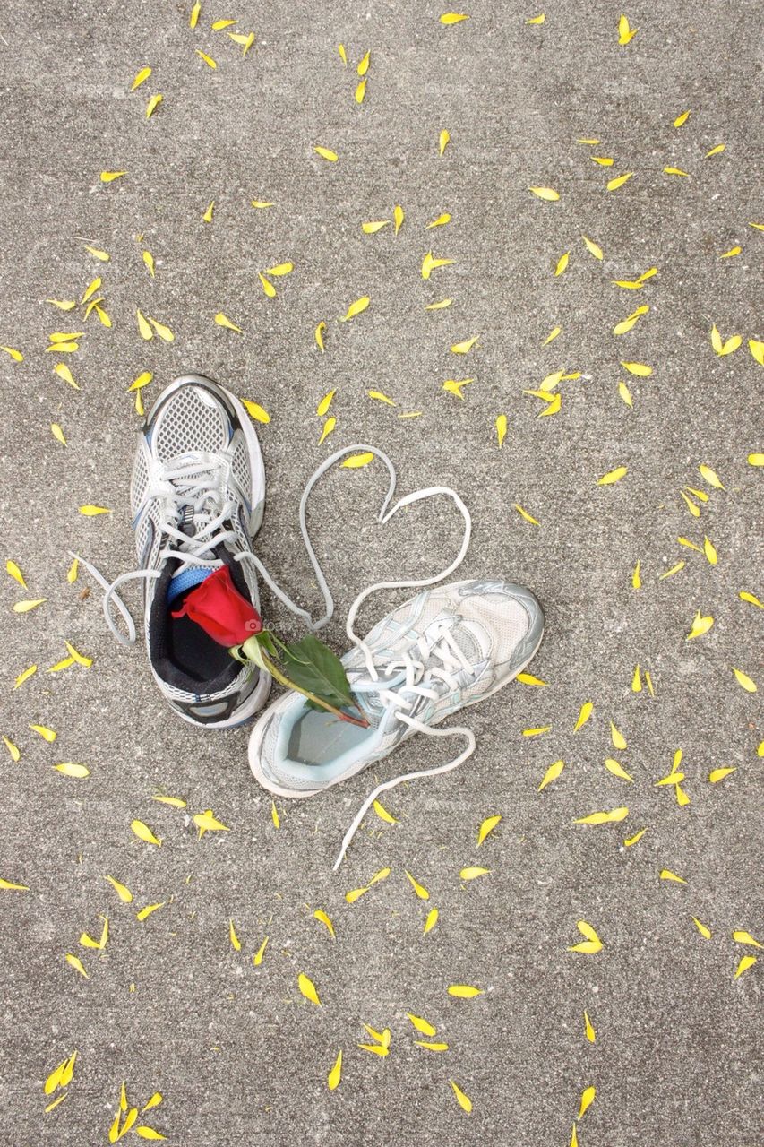 Running shoes with flowers