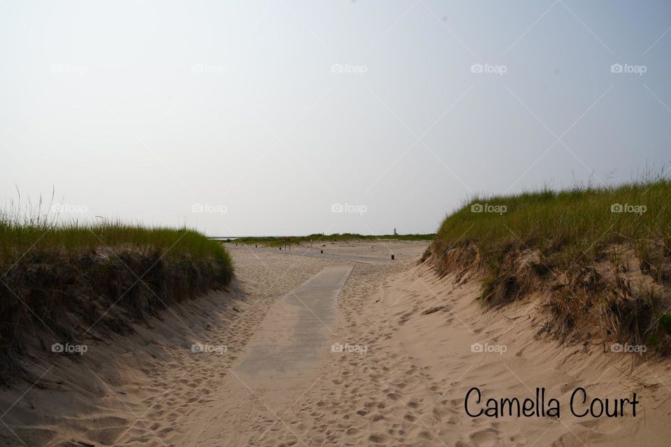 Walkway to Pere Marquette in Michigan sand dunes