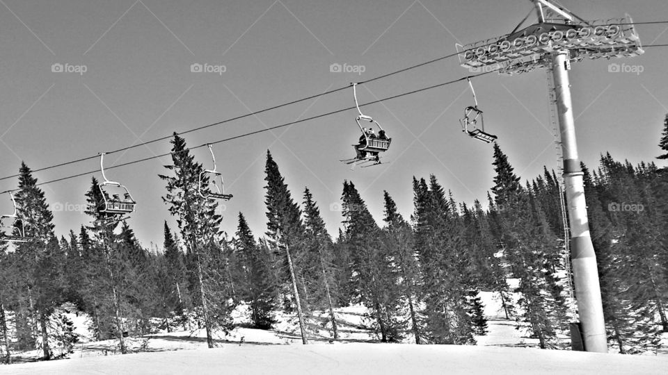 Ski lift in black and white!