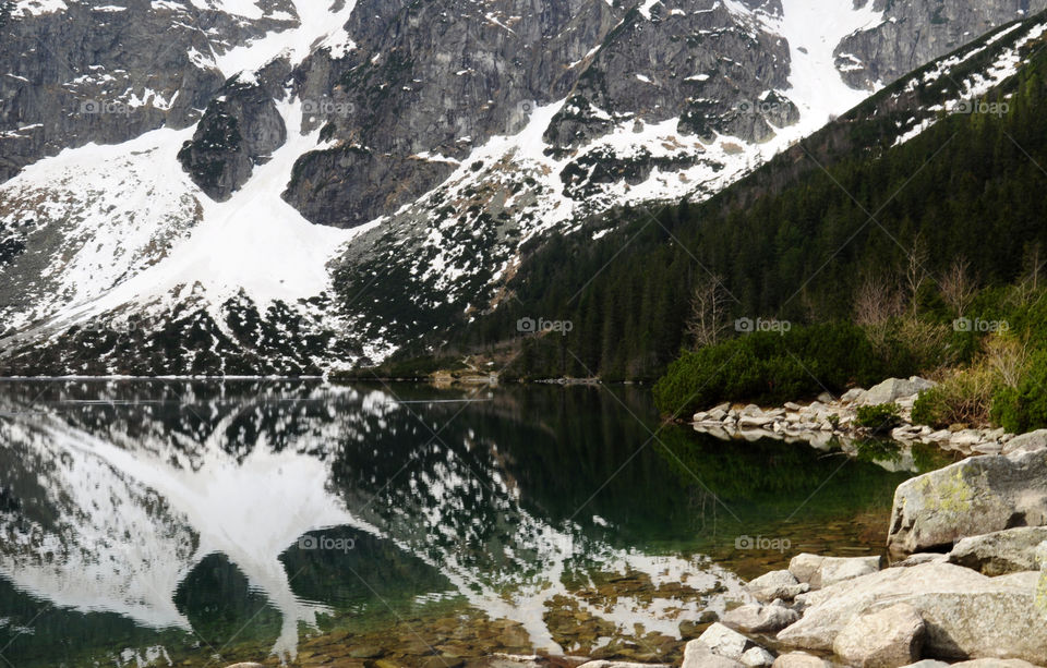 Mountain reflection in the lake in Poland