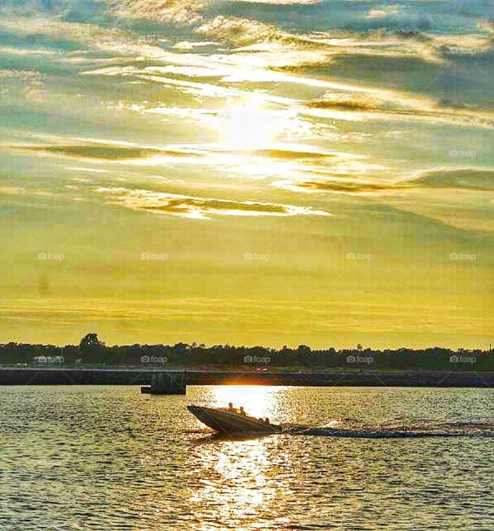 Boat in sunset