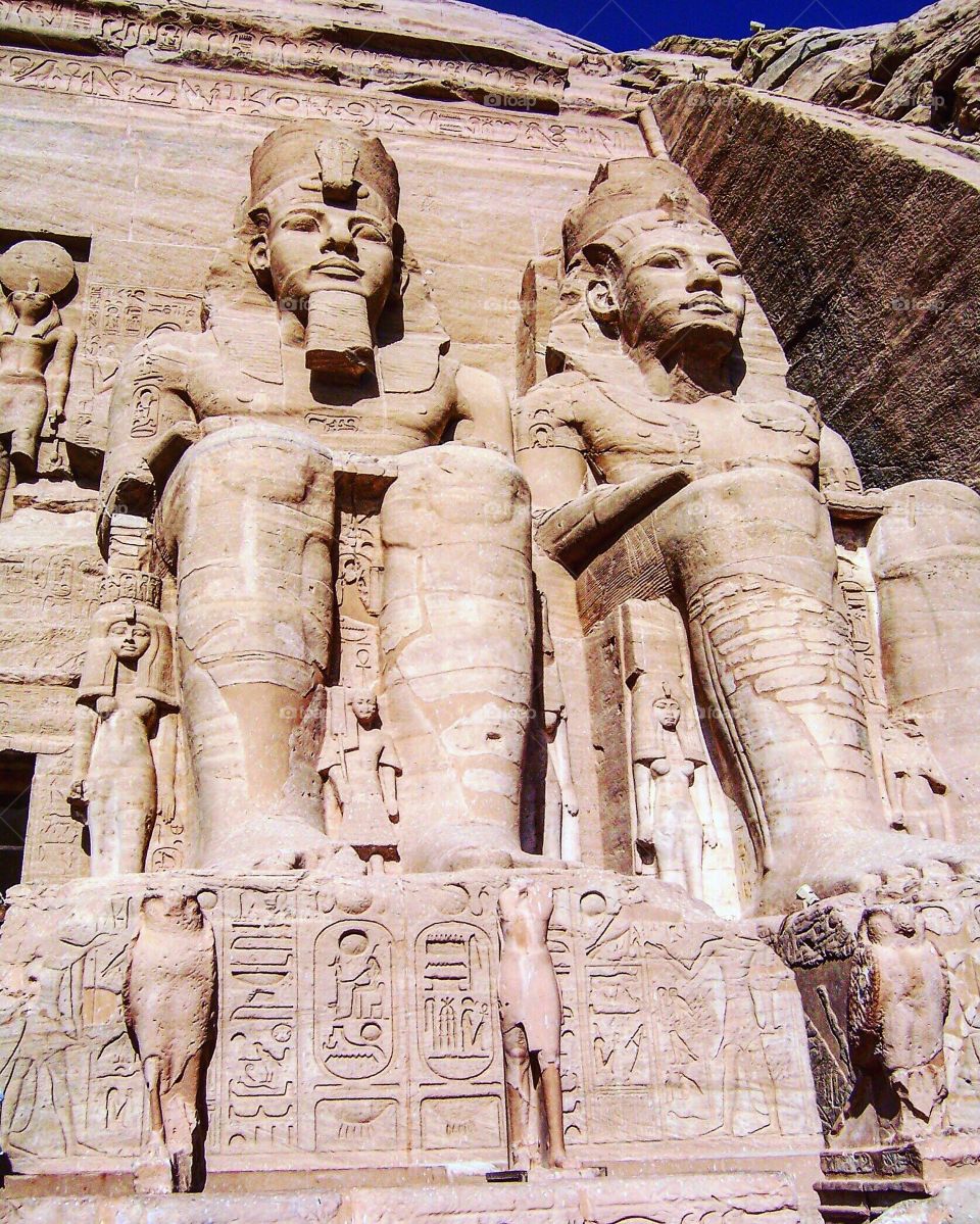 Massive statues of Ramses II who considered himself half-god facing Lake Nasser near the border with Sudan. Imagine cruising down the lake 1200 years BC and you see these colossal statues. Impressive! 