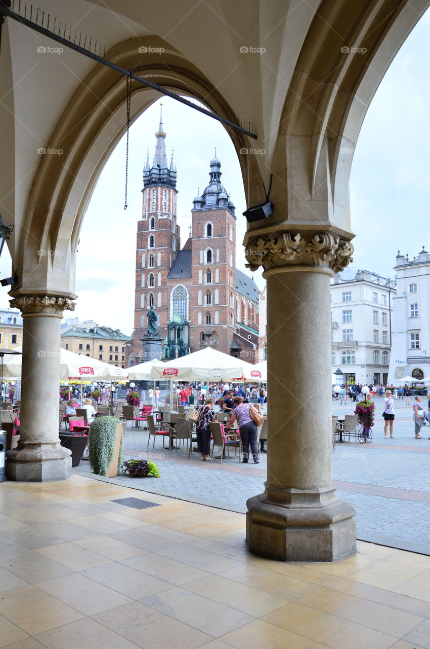 Kracow seen from arcade