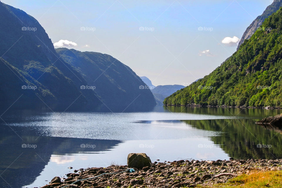 Lake between mountains. 