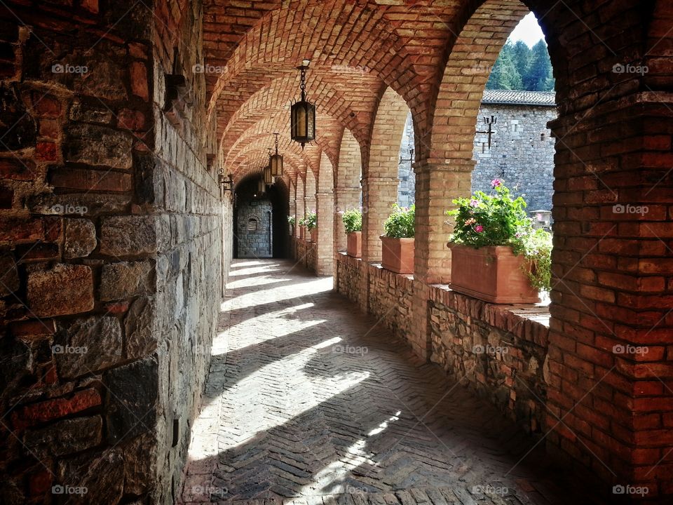Bricks wall pathway