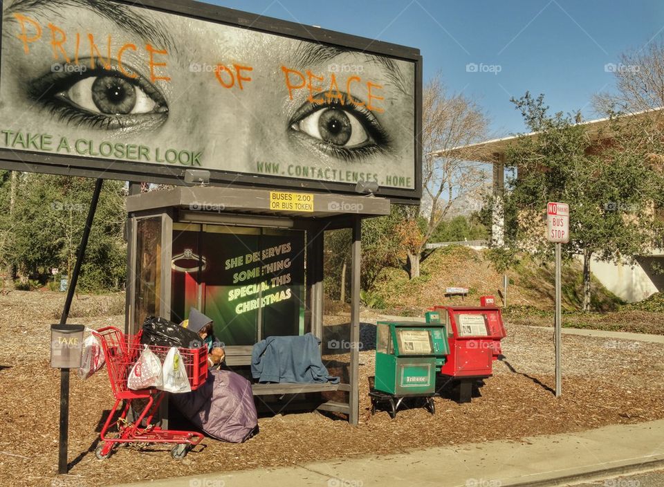 Modern Nativity Scene. Homeless At Christmastime
