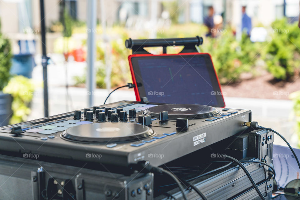 DJ station at a local event. 