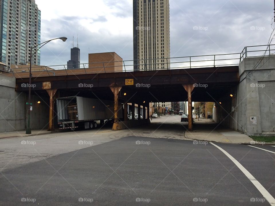 Union Pacific Railroad bridge over Des Plaines Street in downtown Chicago. Built 1910. 