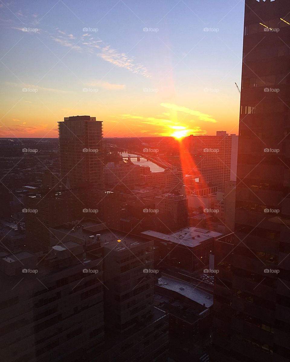 Sunset views from a skyscraper