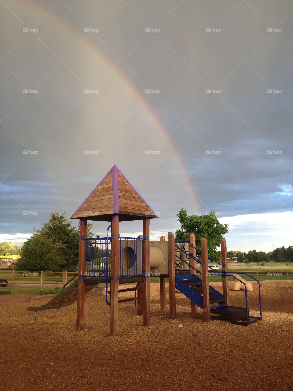 Rainbow over the playground
