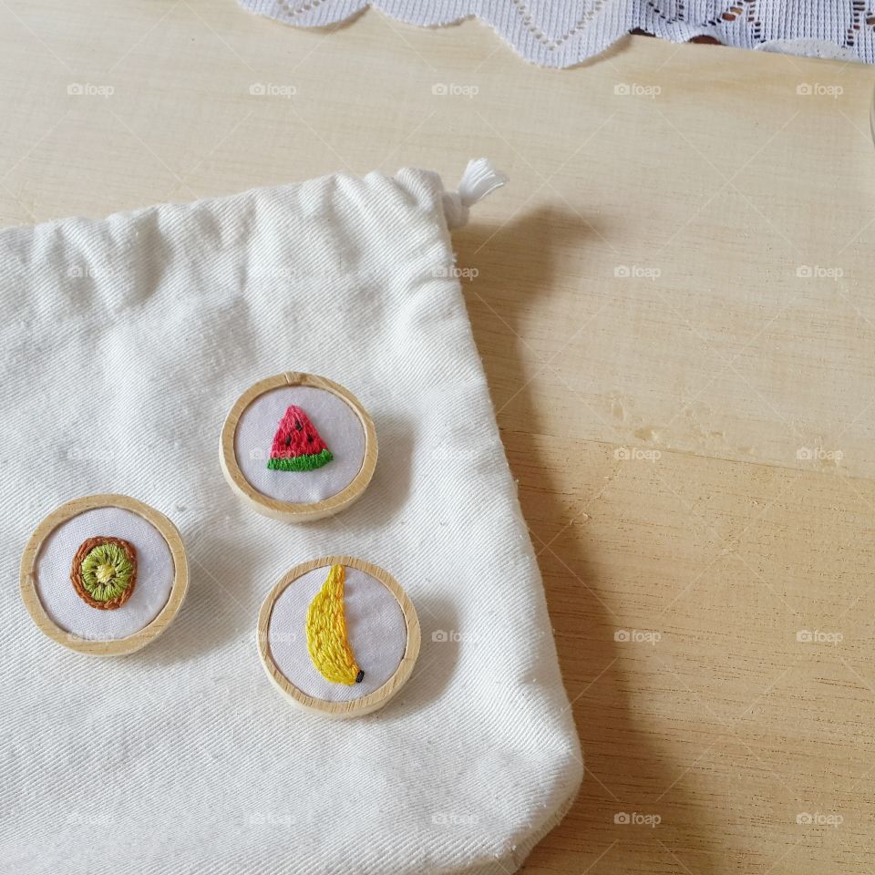 embroidered brooch