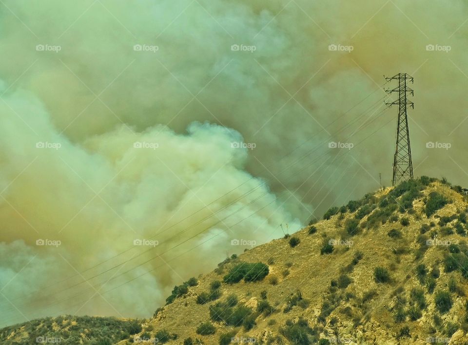 Desert Wildfire. Wildfire In Drought-Stricken California Scrubland
