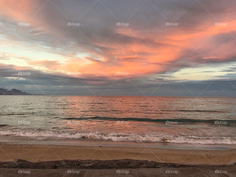 At the beach during the golden hour sunset time