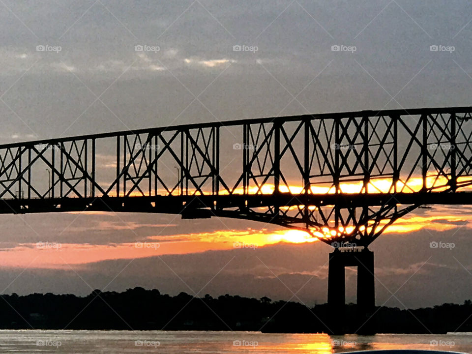 Sunrise behind the bridge