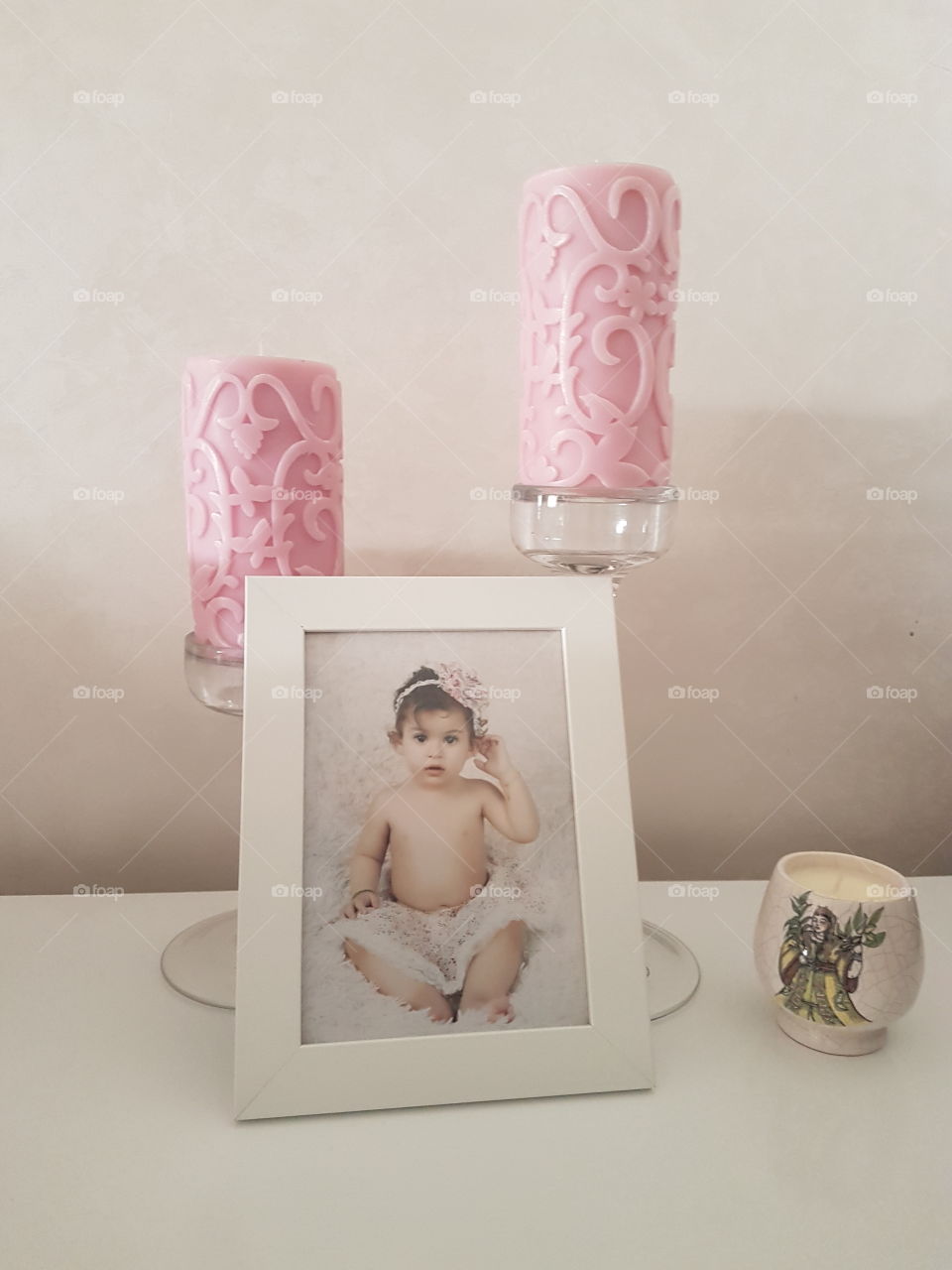 candle pink picture bananas baby