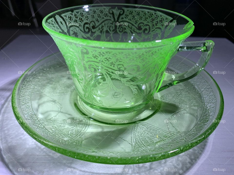 Vaseline glass, also known as Uranium glass. It is an absolutely stunning glass, that glows under a black light