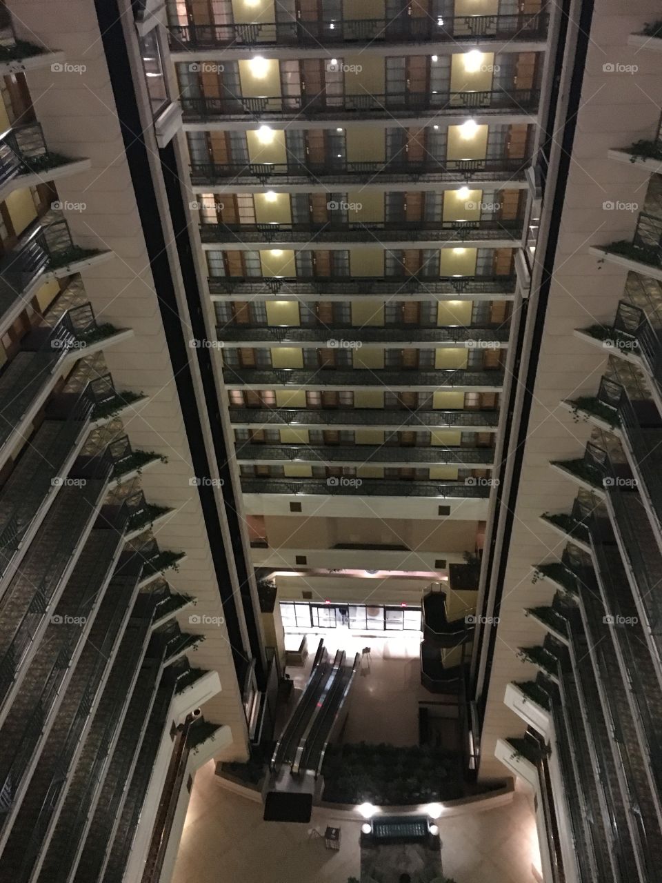 Way up high in a hotel! 