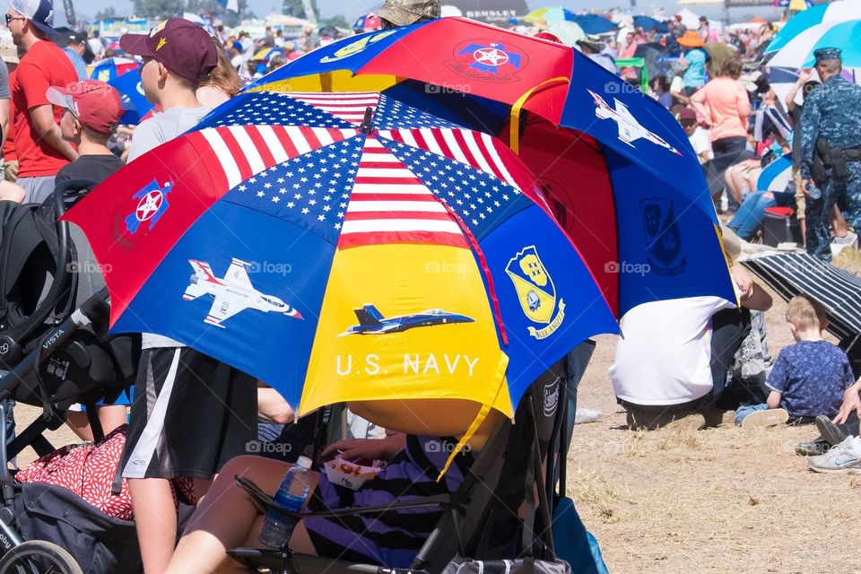 Patriotic umbrellas at the Luke air show 2016