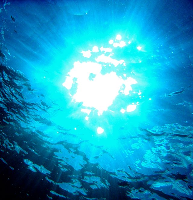 sun view from deep ocean
