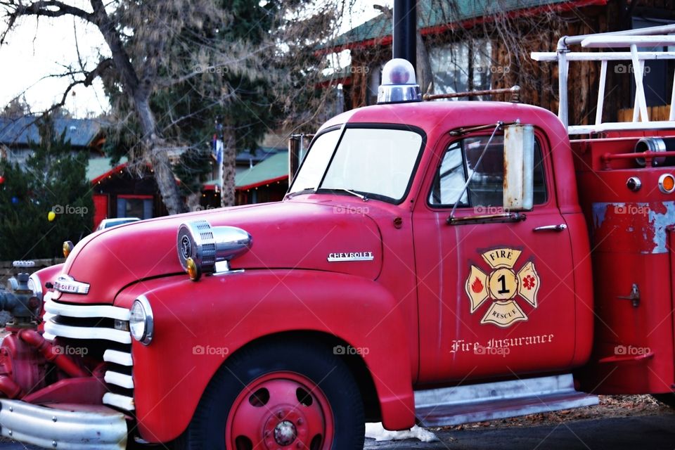 Red old fire truck 