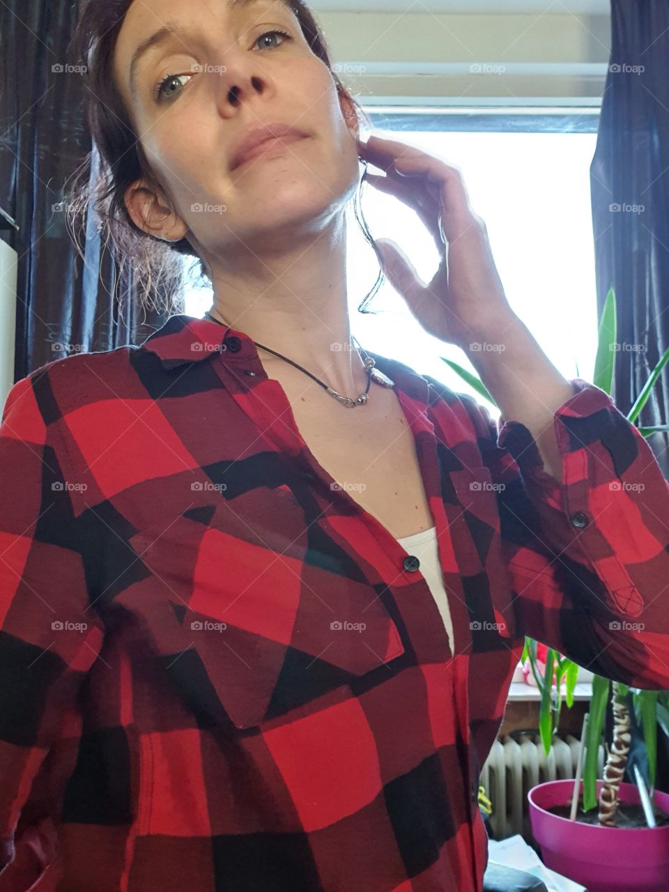 Woman looks straight into camera, the Netherlands