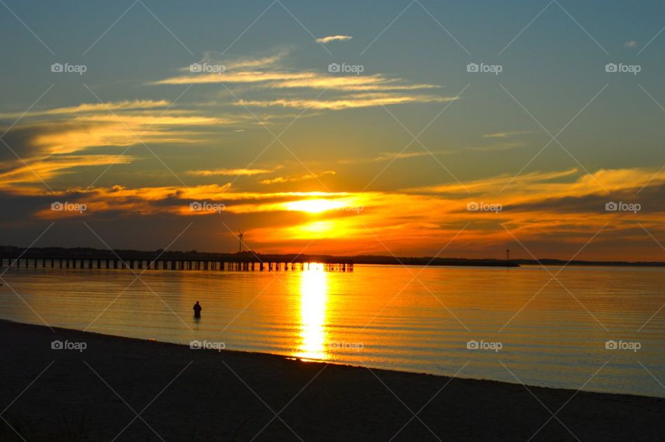 Beautiful sunset on the bay