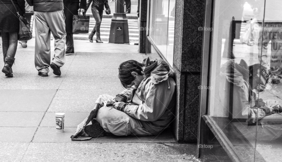 winter street city man by delvec