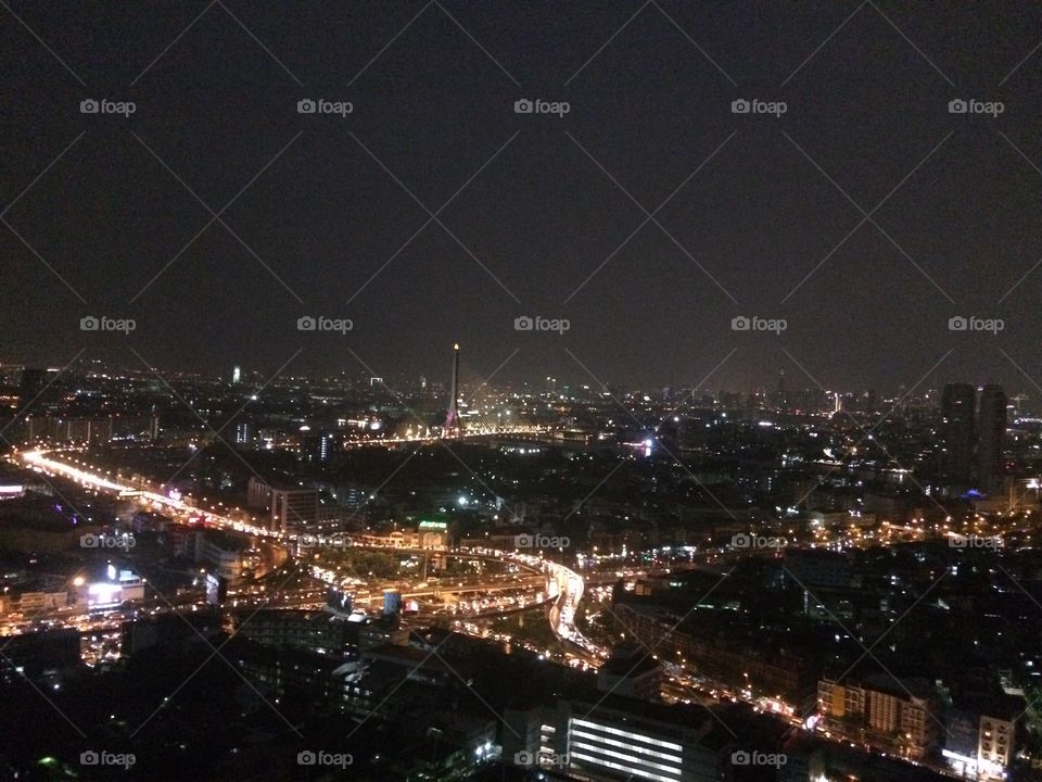 Skyview  #night #traffic #light #car #bangkok #urban
