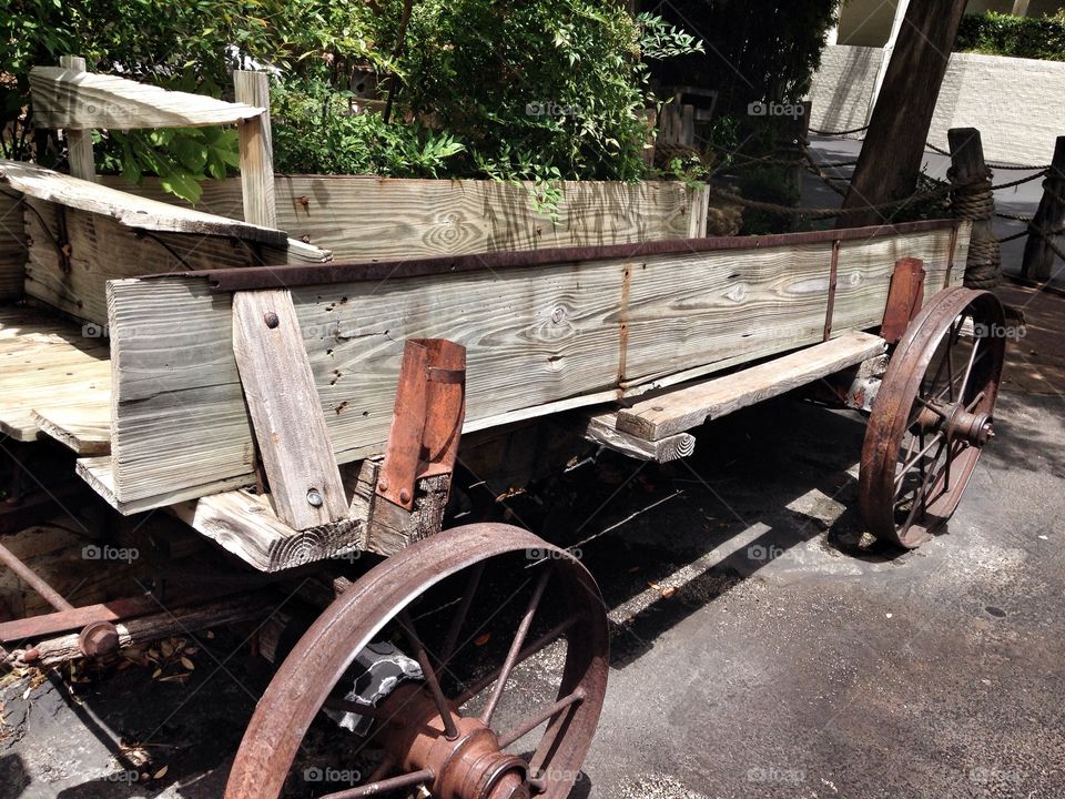 Olden days. Old wooden wagon