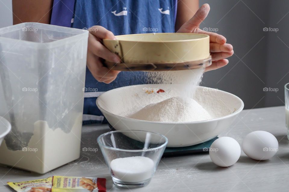 Sifting flour