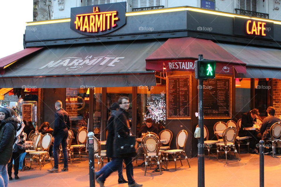 In front of an restaurant,Le Marmite,Paris