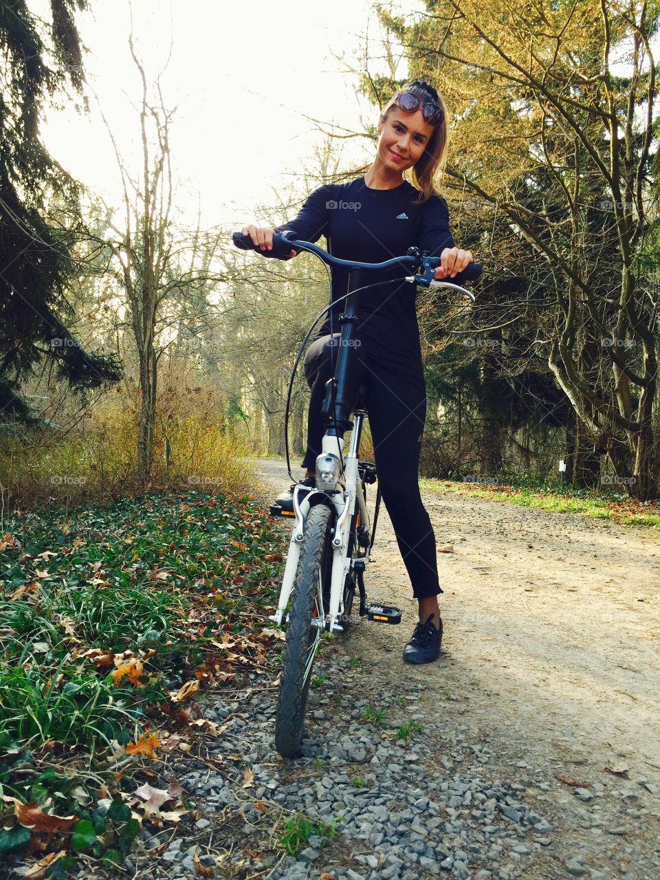 Woman riding the bike