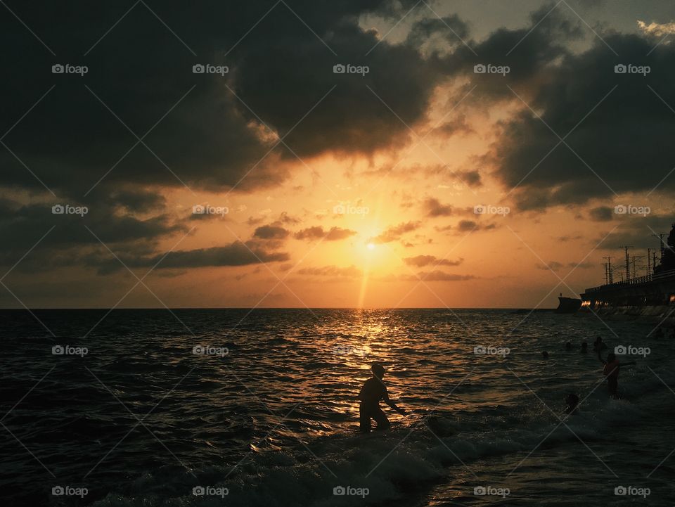 Sunset in sea