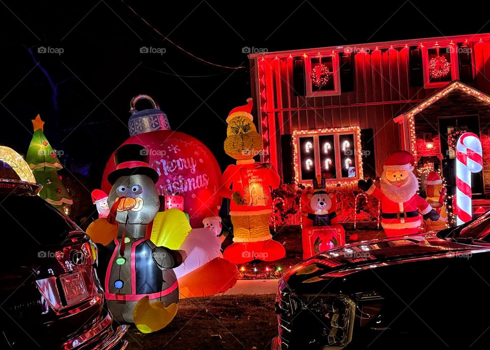 Christmas decorations outside a Connecticut home 