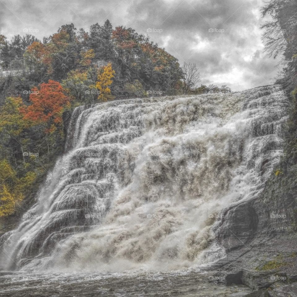 Scenic view of waterfall