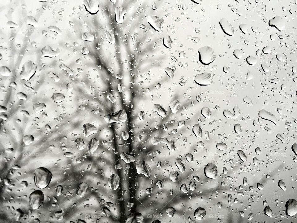 Close-up of raindrop on window