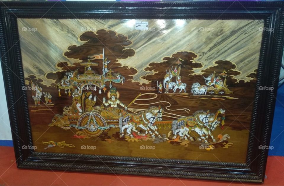 Kurukshetra War Wooden Painting