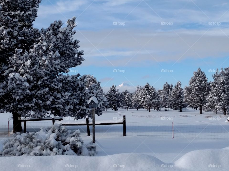 Snow Central Oregon Crooked River Ranch mountains