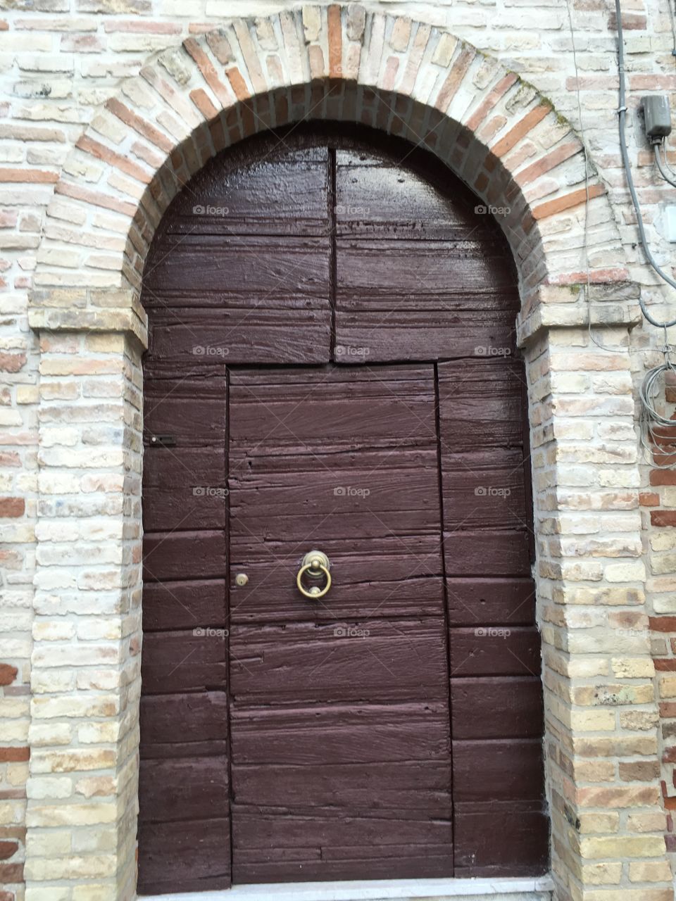 Old classic wooden door, Offida,Italy