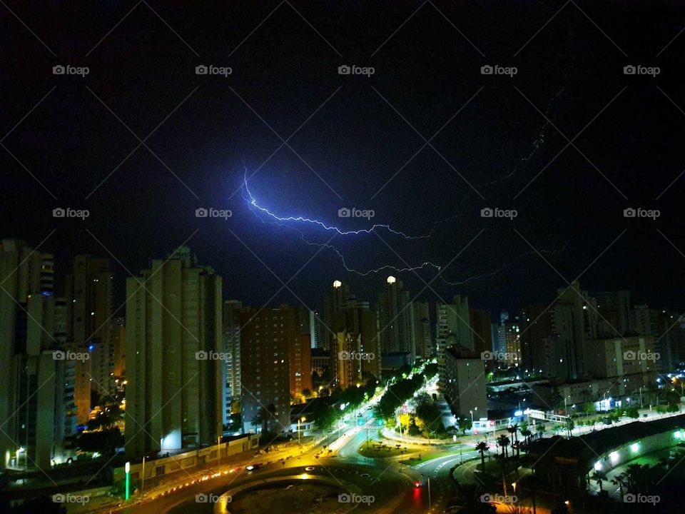 City#view#night#storm#lights#buildings