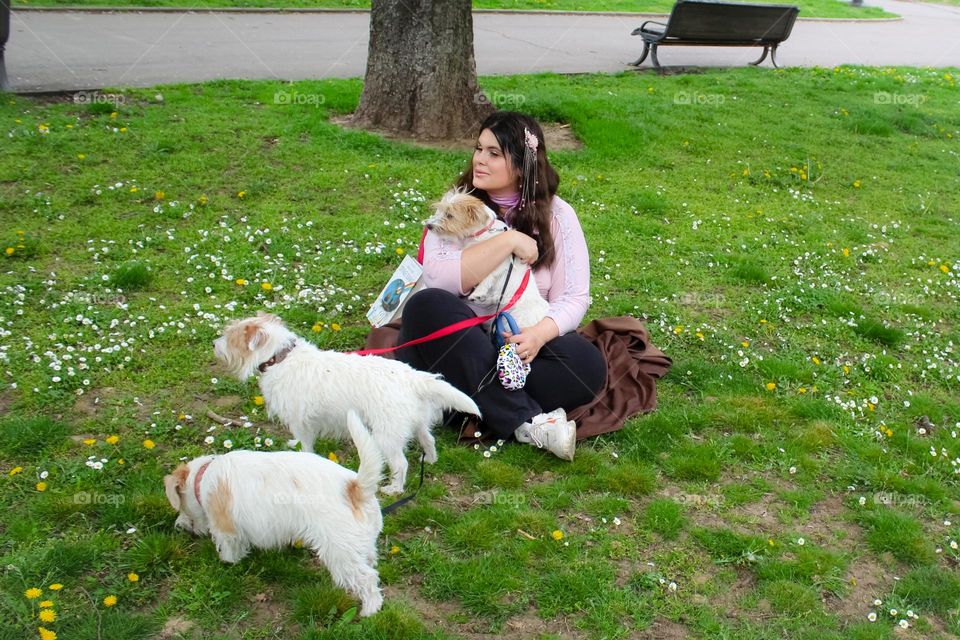 Sitting on the grass