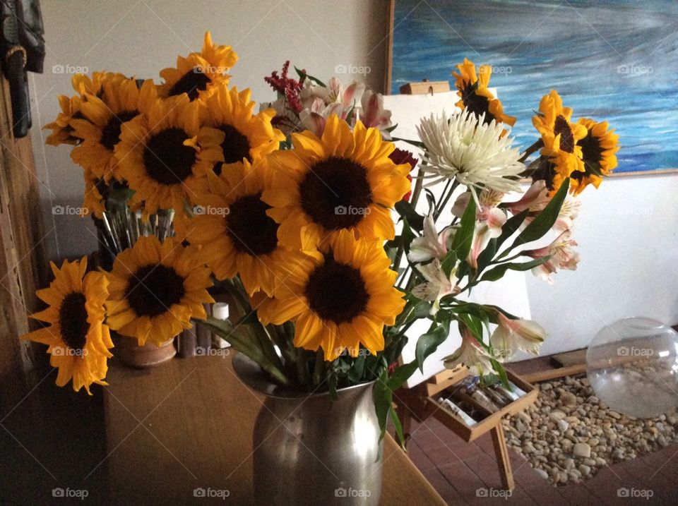 sunflowers in a vase