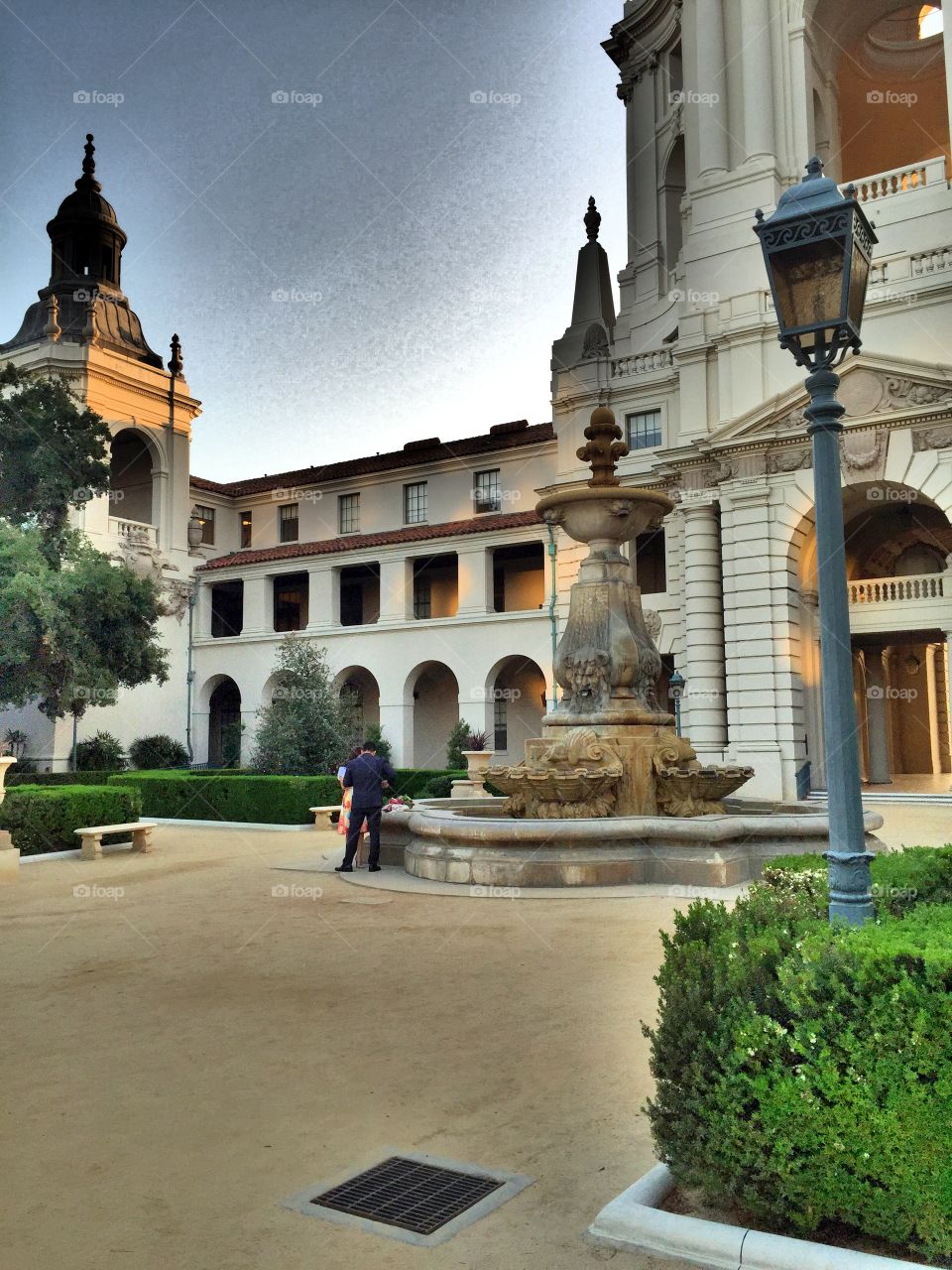 By the fountain 