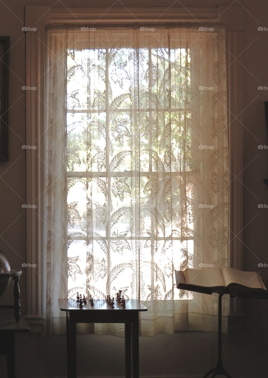 Window with Lace Curtains 