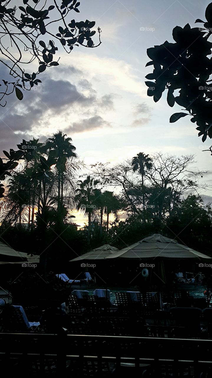Sunset by the pool.