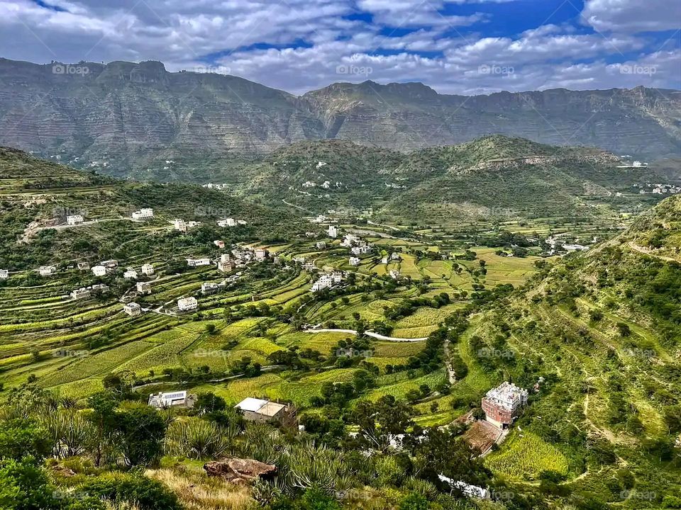 Glory be to God, the magnificent and picturesque view and the natural green trees are a view that is nothing more wonderful than it