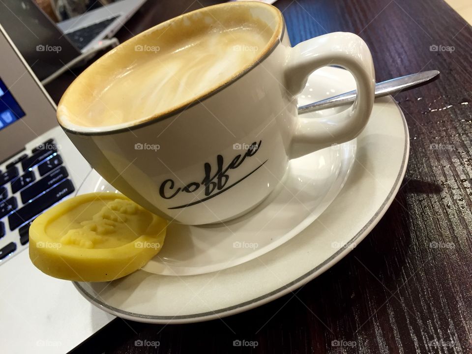 Morning coffee with a cookie 