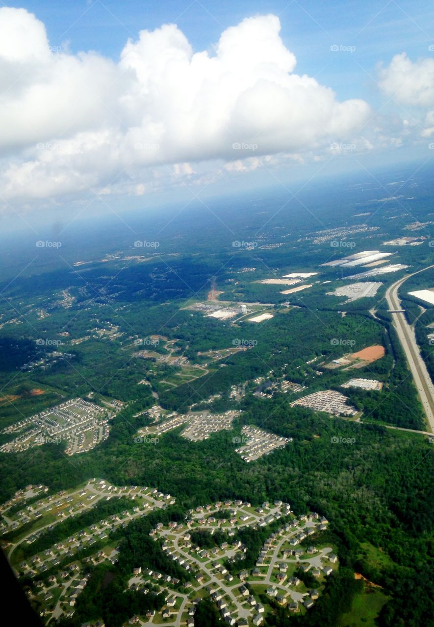 Atlanta ga. Aerial view of north Georgia