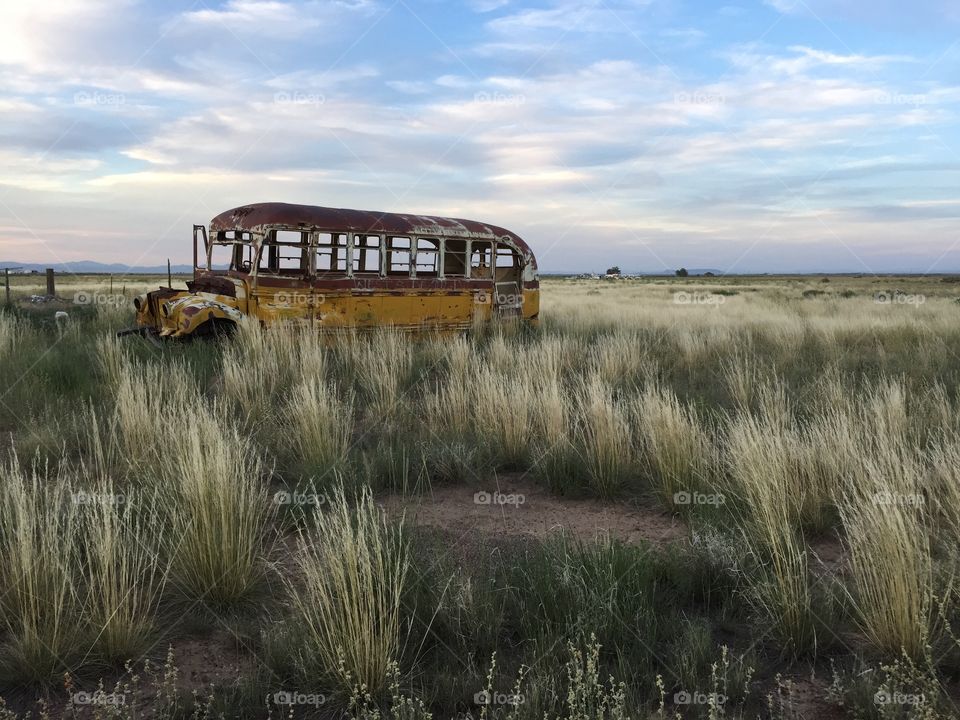 Old School Bus. Country side bus
