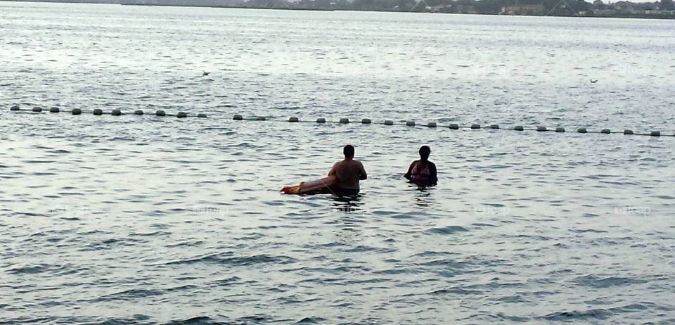 swimming in the lake